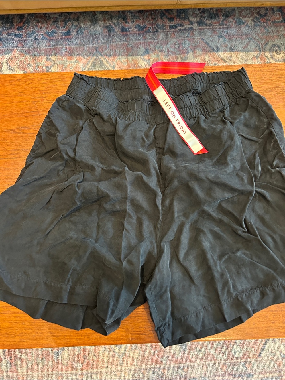 Left On Friday Black High-Waist Elastic Relaxed Shorts